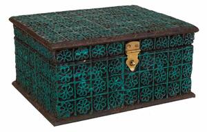 Jewelry box Alexandra House Living Turquoise Paint Mango wood Synthetic resin MDF Wood 19 x 11 x 25 cm