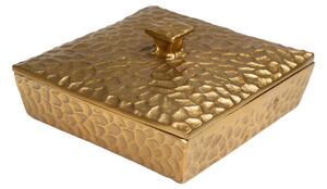 Decorative box Romimex Golden Aluminium Hammered 18 x 9 x 18 cm