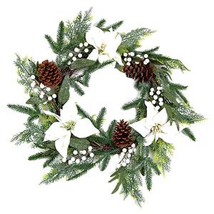 Advent wreathe Romimex White Brown Green Polyethylene Flowers 60 x 60 x 60 cm