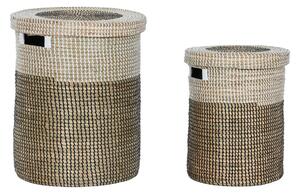 Basket set Home ESPRIT White Black Natural Seagrass 44 x 44 x 51 cm (2 Pieces)