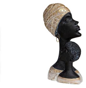 Bust Romimex Brown Resin African Woman 18 x 33 x 7 cm