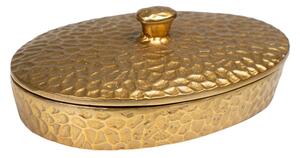 Decorative box Romimex Golden Aluminium Hammered 26 x 9 x 18 cm