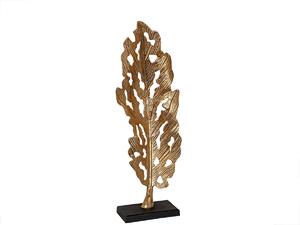 Sculpture Romimex Black Golden Aluminium MDF Wood 32 x 89 x 14 cm Leaf of a plant