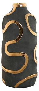 Vase Home ESPRIT Grey Golden Stoneware Abstract Modern 19 x 19 x 45 cm