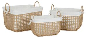 Basket set Home ESPRIT White Natural Metal Modern 45 x 34 x 36 cm (3 Pieces)