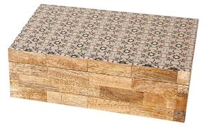 Decorative box Romimex Brown Beige Resin MDF Wood 23 x 8 x 15 cm