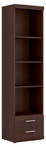 Impro Wooden Narrow 2 Drawers Shelving Unit In Dark Mahogany