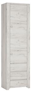 Alink Tall Narrow 1 Door 3 Drawers Bookcase In White