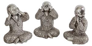 Set of Figures Romimex Silver Monk 11 x 15 x 10 cm 3 Pieces