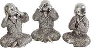 Set of Figures Romimex Silver Monk 17 x 22 x 15 cm 3 Pieces