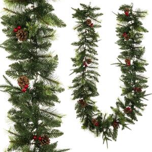 Christmas garland PVC Polyethylene Red Green Natural Pineapples 270 x 30 x 7 cm