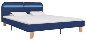 Bed Frame with LED Blue Fabric 150x200 cm 5FT King Size