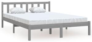Bed Frame Grey Solid Wood Pine 135x190 cm Double