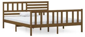 Bed Frame Honey Brown Solid Wood 135x190 cm 4FT6 Double