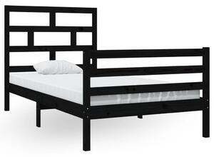 Bed Frame Black Solid Wood Pine 100x200 cm