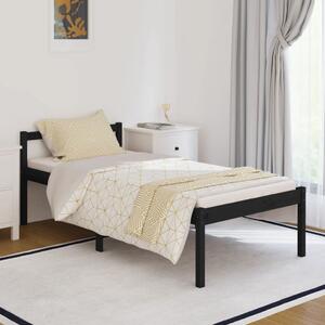 Bed Frame Black Solid Wood Pine 90x190 cm Single