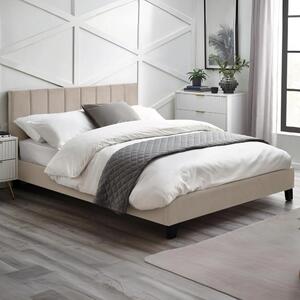Ragina Velvet King Size Bed - Cream