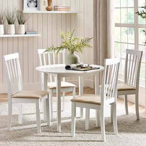 Opelousas Wooden Round Dining Table with 4 Chairs - White