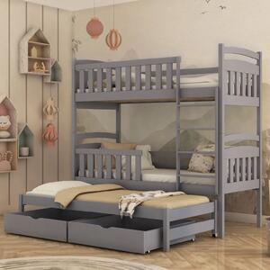 Vernal Wooden Bunk Bed Without Mattress And Trundle In Grey