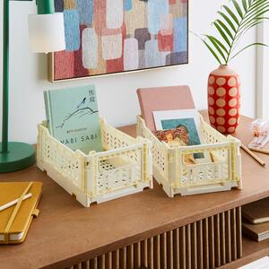 Pack of 2 Foldable Crates Ivory