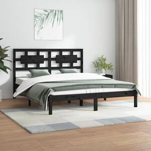 Bed Frame Black Solid Wood Pine 140x200 cm