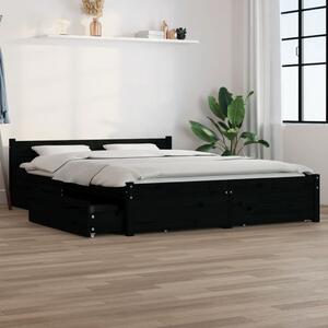 Bed Frame with Drawers Black 135x190 cm Double