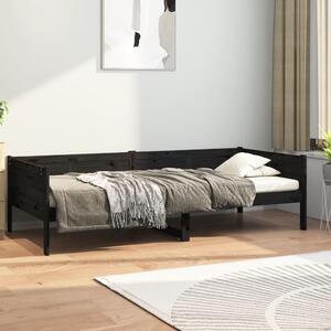 Day Bed Black Solid Wood Pine 90x200 cm