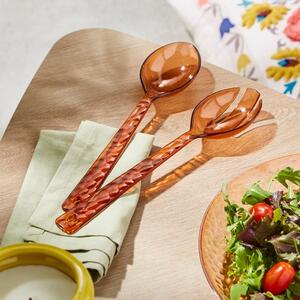 Umber Ripple Acrylic Salad Fork and Spoon Set