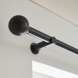 Contemporary Ball Fixed Metal Curtain Pole with Rings