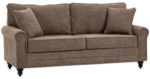 HOMCOM 2 Seater Sofas for Living Room, Fabric Sofa with Nailhead Trim, Loveseat with Cushions and Throw Pillows, Brown