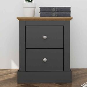 Devan Wooden Bedside Cabinet With 2 Drawers - Charcoal And Oak