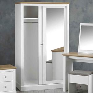 Devan Wooden Sliding Wardrobe With 2 Doors - White And Oak