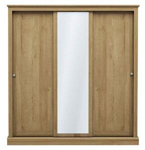 Devan Wooden Sliding Wardrobe With 3 Doors - Oak