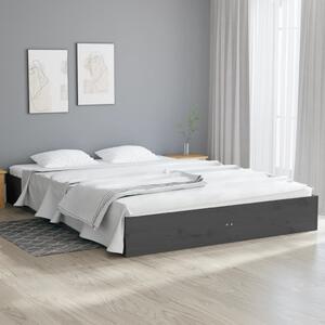 Bed Frame Grey Solid Wood 150x200 cm King Size