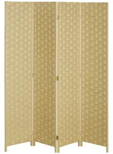 HOMCOM 4-Panel Room Dividers, Wave Fibre Freestanding Folding Privacy Screen Panels, Partition Wall Divider for Indoor Bedroom Office, 170 cm, Brown