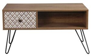 Cassava Wooden Coffee Table With Black Legs - Dark Oak