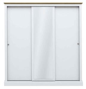 Devan Wooden Sliding Wardrobe With 3 Doors - White And Oak