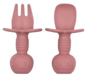 BLW Essentials Silicone Training Cutlery Set - Dusty Rose