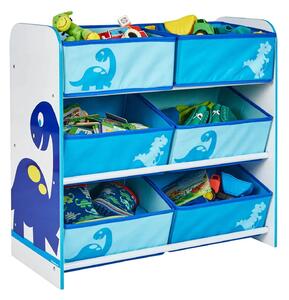 Hello Home Kids Bedroom Toy Storage Unit with 6 Fabric Storage Boxes - Dinosaur