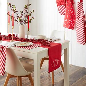 Catherine Lansfield Christmas Candy Cane 33cm x 220cm Runner Red