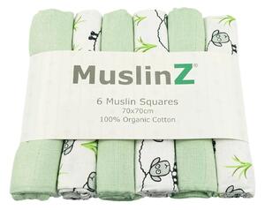 MuslinZ 6 Pack Organic Cotton Muslin Squares 70x70cm - Sheep