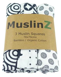 MuslinZ 3 Pack Bamboo/Organic Cotton Muslin Squares 70x70cm - Sensory