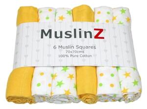 MuslinZ 6 Pack Muslin Squares 70x70cm - Yellow