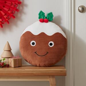 Catherine Lansfield Christmas Pudding 3D 38cm x 38cm Filled Cushion Brown