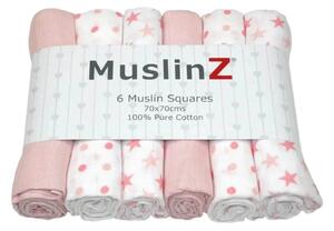 MuslinZ 6 Pack Muslin Squares 70x70cm - Pink