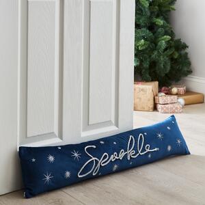 Catherine Lansfield Sparkle Velvet 90cm x 20cm Draught Excluder Blue