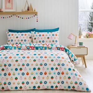 Catherine Lansfield Christmas Geo Duvet Cover Bedding Set Cream