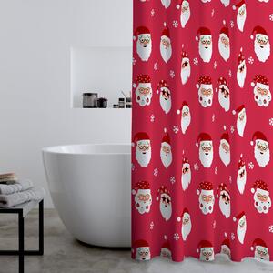 Catherine Lansfield Christmas Santa Spec-Tacular Shower Curtain Red