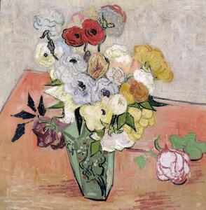 Fine Art Print Japanese Vase with Roses and Anemones, 1890, Vincent van Gogh