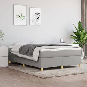 Box Spring Bed Frame Light Grey 135x190 cm Double Fabric